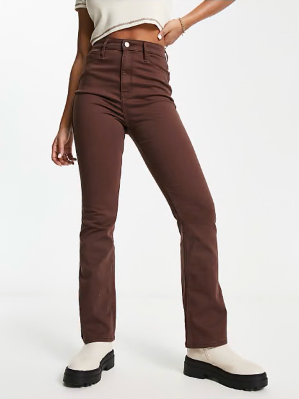Hollister Ultra High-Rise Boot Jeans in brown w28 x 30L